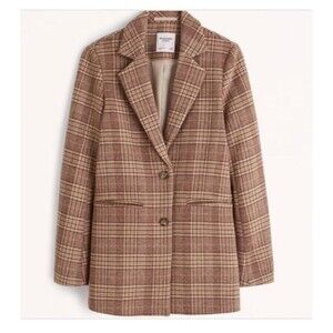 ABERCROMBIE & FITCH Blazer Size XXS Brown Wool Blend Preppy Casual Comfort Basic